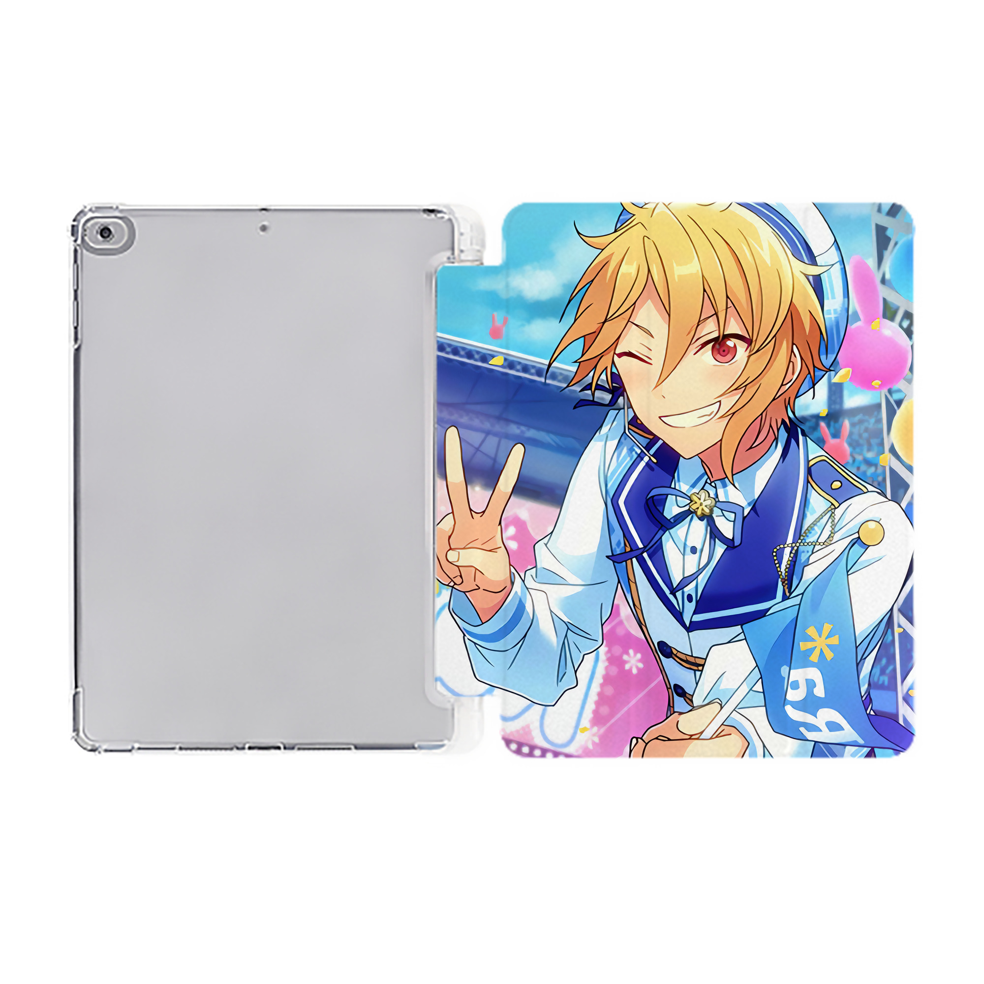 （画像用） あんさんぶるスターズ! Ensemble Stars IPad ケース ペン収納付き 三つ折りスタンド PUレザー×シリコン 対応機種9.5/10.5/10.9インチ
